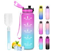 Mujigaga Gourde 1l, Gourde Sport Anti-Fuite, Facile à Nettoyer, Bouteille Plastique Avec Spazzolare, Bouteille avec Verrou de Sécurité, pour Bureau, Enfant, Camping, Voyage, Running, Sport