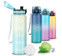 Mujigaga Gourde- 1l- Gourde Sport, Anti-Fuite, Gourdes Graduée, Gourdes Adulte avec Slogan de Motivation, Facile à Transporter, Bouteille d'eau pour Voyage, Camping, Randonnée, Yoga