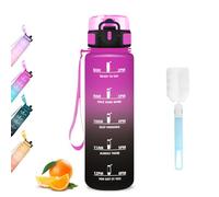 Mujigaga Gourde 1l, Gourde Sport Anti Fuite, Gourdes Graduée pour 1 Journee, Verrou de Sécurité, Avec Marqueur de Temps, Bouteille d'eau Motivation avec Filtre pour Voyages, Cyclisme, Gym