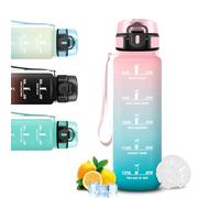 Mujigaga Gourde 1l, Gourde Sport, Bouteille Anti-Fuite, Bouteille Motivation avec Verrouillage de Sécurité, Facile à Nettoyer, Gourde Plastique, Facile à Transporter, pour Running, École, Voyage
