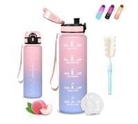 Mujigaga Gourde- 500ml- Gourde Enfant, Anti Fuite, Gourdes Graduée pour 1 Journee, Facile à Nettoyer, Gourdes Graduée, avec Brosse Éponge, Bouteille d'eau pour École, Camping, Natation, Bureau
