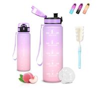 Mujigaga Gourde Enfant, Gourde 500ml, Anti Fuite, Gourdes Graduée pour 1 Journee, Facile à Nettoyer, Gourdes Enfant anti Fuite, avec Brosse Éponge, Bouteille d'eau pour École, Camping, Vélo, Natation