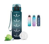 Mujigaga Gourde, Gourde 500ml, Bouteille Filtrante Anti-Fuite, Facile à Transporter, Bouteille d'eau pour Motivation, Facile à Nettoyer, pour Bureau, Voyage, Extérieur, Adulte, Camping, Voyage
