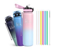 Mujigaga Gourde Isotherme 1l - Gourde - Bouteille Isotherme - Thermos Avec Paille - Double Isolation - Gourdes Inox - Facile à Nettoyer - Bouteille Thermos, Bouteille d'eau pour Camping, Yoga, Sport