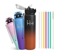 Mujigaga Gourde Isotherme - 1l - Gourde Sport- Gourdes Paille Adulte- Acier Inoxydable 18/8 - Bouteille Inox- Double Isolation- Thermos Isotherme, Bouteille d'eau pour Randonnée, Sport, Camping
