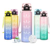 Mujigaga Gourde Sport, Gourde 1l, Anti Fuite, Gourdes Filtrante, Facile à Nettoyer, Gourdes Graduée pour 1 Journee, Bouteille d'eau pour Maison, Camping, Natation, Gym, Escalade, Marathon