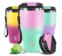 Mujigaga Mug Isotherme, 20oz Tasse Isotherme, Double Paroi Isolante, Anti-Fuite Tumbler Transportable, Gobelet Thermique pour Boissons Chaudes et Glacé, pour Velo, Voyage, École