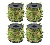 MUKCHAP Lot de 4 rouleaux de ficelle de jute avec feuilles vertes de 5 mm x 10 m pour décoration d'intérieur