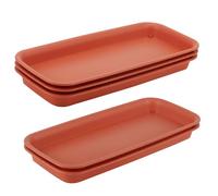 MUKCHAP Lot de 5 plateaux d'égouttement rectangulaires pour pot de fleurs - Rouge brique - 27,8 x 11 x 2,4 cm - Taille supérieure : 30,5 x 13,8 cm