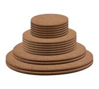 MUKLEI Lot de 16 Dessous de Verre Ronds en liège pour Plantes, 4 Tailles, Tapis en liège Absorbant pour Plantes, Boissons, projets de Bricolage, Set de Table Rond liège, 25 cm, 20 cm, 15 cm, 10 cm