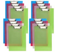 MUKLEI Lot de 16 porte-blocs A4 en plastique coloré, porte-papier avec pince à profil bas, planches à clip rigides pour mémo, formulaire, 31 x 21 cm