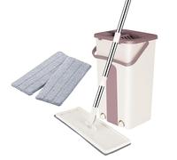 MUL-BOUTIQUE Mop Et Kit De Godet, Vadrouille De Nettoyage Rotatifs à 360° avec Poignée en Acier Inoxydable, Deux Portsde Drainage De Barils Eséparation Humide , 2 Vadrouille De Remplacement (S2,Kaki)