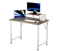 MUL-BOUTIQUE Table de Bureau Gaming avec Support d'Écran Démontable, Cadre en Métal, Imperméable, Multifonction pour Travail, Étude et Jeu (Teinte chêne Ancien, 80x40x75cm)