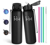 Mulbijeo Gourde 1 L sans BPA, Gourde Inox, Bouteille Isotherme Étanche à Double Paroi, Bouteille Isotherme, avec Paille, Water Bottle, Adaptée aux Boissons Gazeuses, avec Brosse