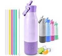 Mulbijeo Gourde Isotherme 900ml Avec Poignée En Silicone & Bouteille Acier Inoxydable Étanche Pour Camping Randonnée & Hydratation Plein Air, Garde Chaud 12h & Froid 24h