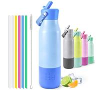 Mulbijeo Gourde Isotherme 900ml Avec Poignée En Silicone & Bouteille Acier Inoxydable Étanche Pour Camping Randonnée & Hydratation Plein Air, Garde Chaud 12h & Froid 24h