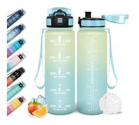 Mulbijeo Gourde Sport, 500ml Étanche & Réutilisable, Gourde Filtrante, Motivation avec Filtre, Bouteille Plastique, pour Gym, École, Bureau, Yoga, Bouteille d'eau, Gourde graduée
