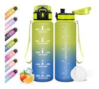 Mulbijeo Gourde Sport, 500ml Étanche & Réutilisable, Gourde Filtrante, Motivation avec Filtre, Bouteille Plastique, pour Gym, École, Bureau, Yoga, Bouteille d'eau, Gourde graduée