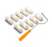 Mulbijeo Set de Rouleaux de Peinture 10 cm avec Support, 10x Petit Rouleau pour Peinture Plafond, Murale & Portes - Kit de Rouleau à Peinture avec Application Propre et sans Traces