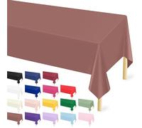 Mulbozy Lot de 12 nappes jetables en plastique marron pour table rectangulaire, 137,2 x 274,3 cm, pour anniversaire, mariage, salle à manger raffinée, décoration de fête de remise de diplôme