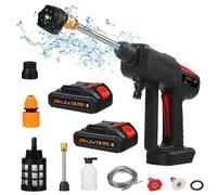 Mulcort Nettoyeur haute pression sans fil, 60 bars, 300 W, haute performance, batterie de pulvérisation rechargeable 6 en 1, pour nettoyage de : sol, clôtures, voitures, arrosage avec boîte à outils