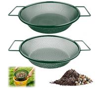 Mulctun Lot de 2 tamis de terre avec poignées, tamis de saleté très | Tamis à gravier en acier inoxydable pour seau de 18 litres, tamis de jardin pour sciure de bois, lombricompost