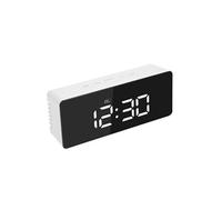 Multi-Fonctionnel Miroir Led Horloge Numérique Alarme Night Lights Thermomètre Blanc PL714