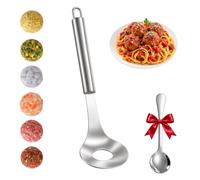 Multi-Functional Stainless Steel Meatball Spoon, Meatball Maker Tool，1pcs | Nonstick stainless meatball spoon with hole, portable, long handle, hanging storage, for fish/shrimp, kitchen