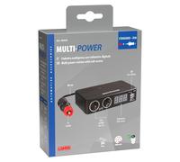 Multi-Power, 2 connecteurs allume-cigare + 2 USB et voltmètre, 12/24/36V