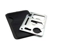 Multi Tool 11 en 1 Outil Multifonction Au Format De Carte De Crédit Outil Extérieure Acier Inoxydable avec Sac Cuir Cadeaux Pères Mari