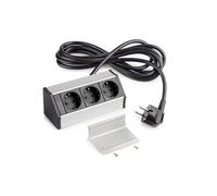 Emuca - Multiconnecteur en saillie pour Les Meubles, 3 Prise EU-Schuko, Anodisé Mat, Plastique et Aluminium