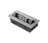 Multiprises à encastrer à couvercle - 230 V et USB - alu - Atom 26 EMUCA