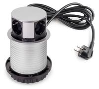 Multiconnecteur Vertikal Push diamètre 100mm - 3 prises de type Schuko - 1 USB type A - 1 USB type C - Acier et Plastique - Peint en aluminium