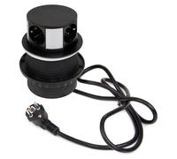 Multiconnecteur Vertikal Push diamètre 100mm - 3 prises de type Schuko - 1 USB type A - 1 USB type C - Acier et Plastique - Peint en noir