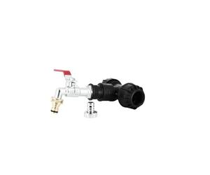 Multicuves - Kit couplage cuve - Raccord Té Ø32 mm + Robinet laiton chromé 15 mm + Nez 20/27