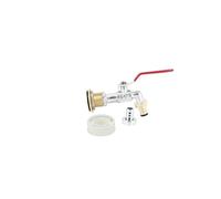 Multicuves - Passe paroi laiton mâle 1'' - femelle 3/4'' avec robinet laiton chromé + nez 20x27