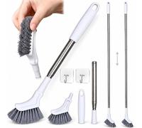 Multifonction Brosse de Sol télescopique à long manche, 15,16-45,28" | Brosse télescopique de nettoyage, tête courbée pour WC, manche en acier inox, tête amovible pour espaces étroits