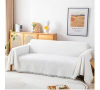 Multifonction Serviette de Canapé Housse de Lit Grande Taille Housse de Canapé 3 Places 180X230cm Blanc
