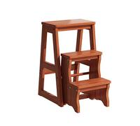 Multifonctionnel Escabeau Tabouret-escabeau, échelle pliante en escalier Échelle en bois robuste avec cadre en bois robuste et pédale large antidérapante multi-usage pour le ménage, le bureau, la cu