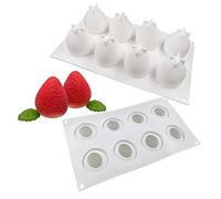 Multifonctions Moules en Silicone pour gâteau Moule 3D pour Glace Chocolat Pâtisserie Dessert 8 trous Fraise