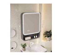 MultiFunctal Armoire de salle de bain avec miroir et éclairage LED 3 niveaux Fixation murale Noir 40 cm