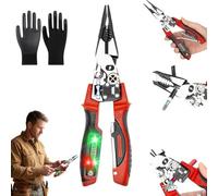 Multifunctional Digital Electrician's Pliers, 25-in-1 Wire Stripper with Voltage Tester, Heavy Duty Cable Cutter, Electrician Tool for Wire Cutting Stripping Crimping (A)