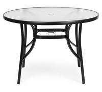 MultiGarden SC-080 : Table d'extérieur ronde, avec plateau en verre trempé, trou pour parasol, diamètre 105 cm