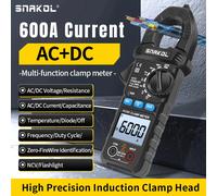 Multimètre à pince numérique SNAKOL 600A AC/DC, compteur de tension de courant, Diode NCV, détection de tension, outils professionnels pour électricien SK-201