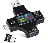 Multimètre de Testeur Wabecil,USB 3.0 Voltmètre Ampèremètre Tension Courant Compteur ,6*6*1.1cm-Noir Noir G