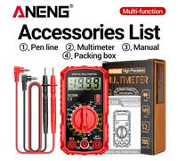 Multimètre numérique ANENG SZ308 - Testeur de courant AC/DC, de tension et de résistance, écran LCD pour électricien, test de résistance et d'onde carrée SZ308 Red