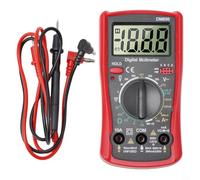 Multimètre numérique robuste avec étui de protection rouge | Tension CA/CC, courant continu pour courant, résistance, diode, 1999 counts, valeurs de mesure précises