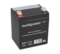 Multipower Batterie Plomb MP5-12C Pb 12V 5Ah Cyclique, Faston 6,3 Batterie AGM