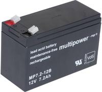 multipower MP7,2-12B 130628 Batterie au plomb 12 V 7.2 Ah plomb (AGM) (l x H x P) 65 x 102 x 151 mm cosses plates 6,35 mm sans