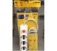 VIMAR FP00533.C.B Multiprise avec Interrupteur et limiteur de surtension 3 Prises universelles 6 Prises Blanc